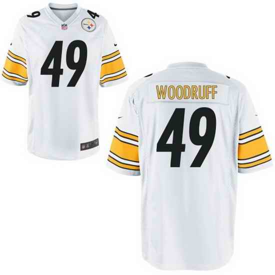Men Steelers #49 Dwayne Woodruff White Game Stitched NFL Jersey